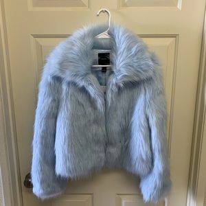 Blue Faux Fur Coat
